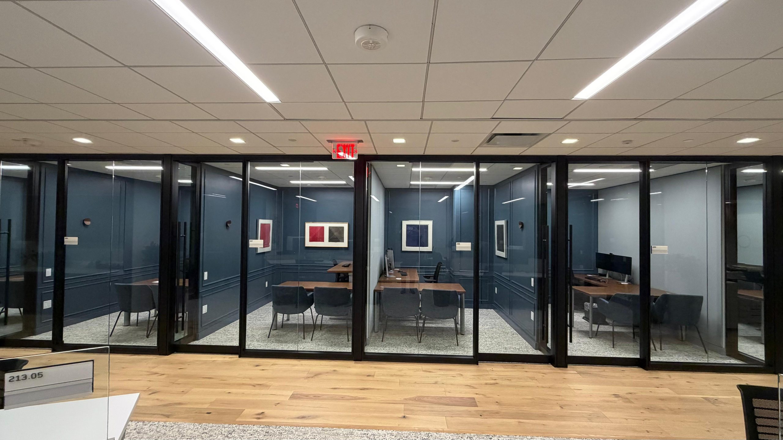 Glass partition offices — front view